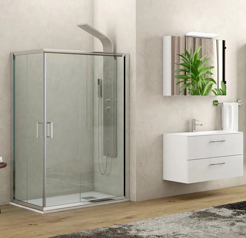 Box doccia angolare 100x70 alto 180 cm vetro trasparente K410 - KAMALU