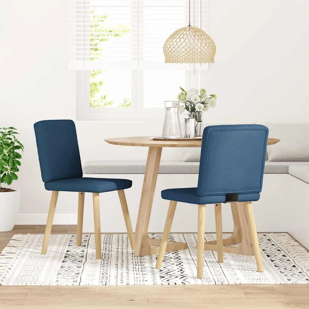 Sedie Da Pranzo 2 Pz Blu İn Tessuto /