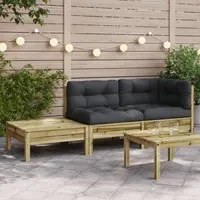 Divano Giardino con Cuscini e Poggiapiedi Legno Pino Impregnato 838188