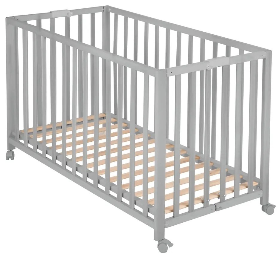 Lettino pieghevole grigio su ruote 60x120 cm Fold up - Roba