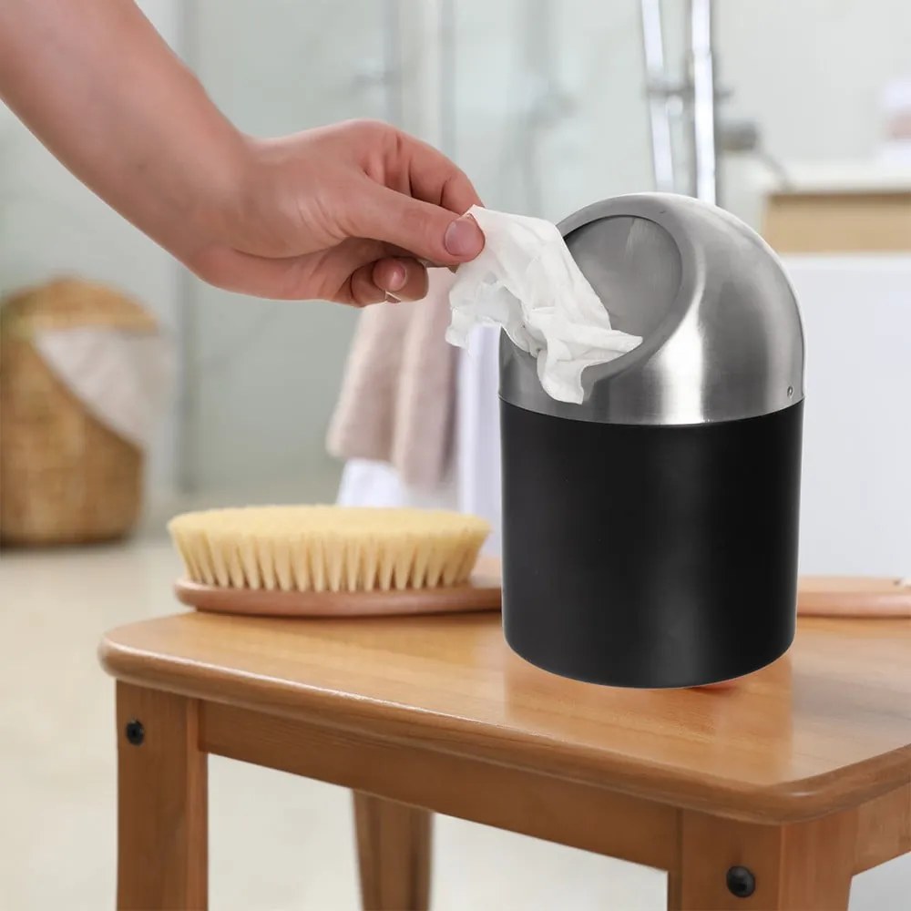 Cestino per la spazzatura nero in acciaio inox 1,2 l BLACK – Orion