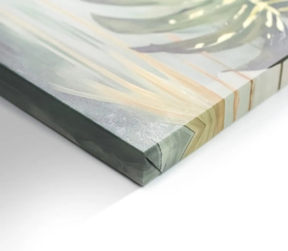 Quadro con elementi dipinti a mano 70x100 cm Monstera - Styler