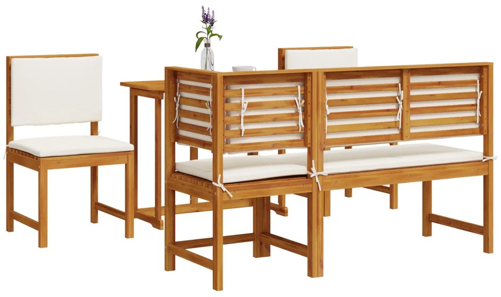 Set da pranzo da giardino in legno massello di acacia 5 pezzi