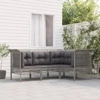 Set Divani da Giardino 4 pz con Cuscini in Polyrattan Grigio 3187505