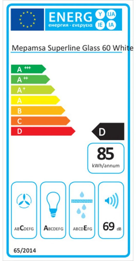 Cappa Classica Mepamsa Superline Glass 60 60 cm 415 m3/h 69 dB 140W Bianco