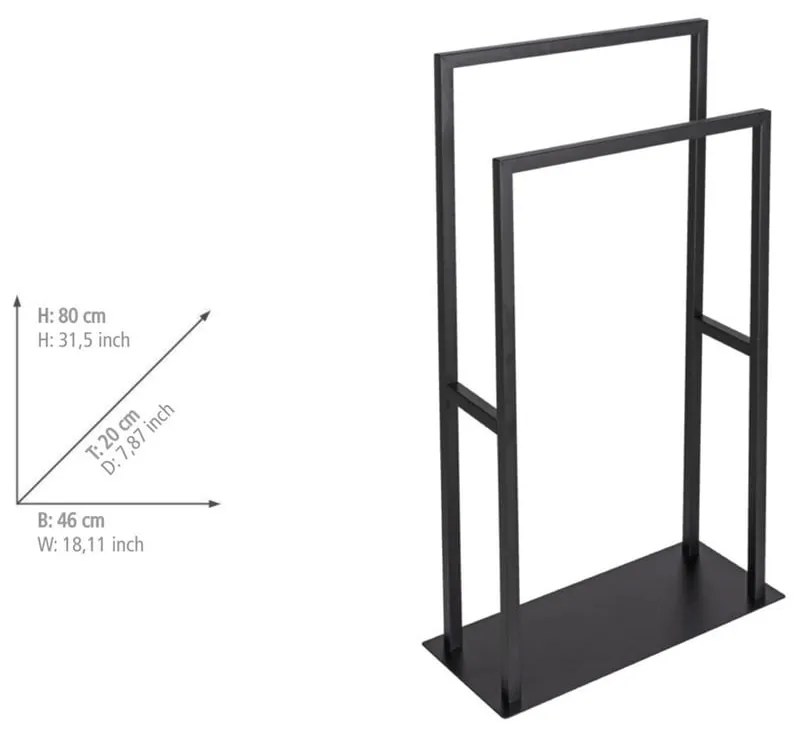 Portasciugamani in acciaio inox nero Rivaltana - Wenko