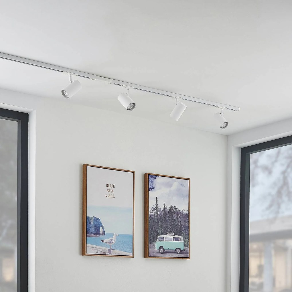 Sistema a binario Lindby Linaro, GU10, a 4 luci, bianco, Ø 6 cm