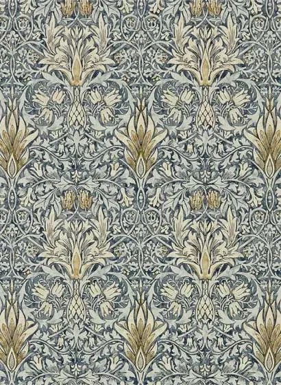 Tapete Snakeshead von Morris & Co. - Indigo/ Cumin