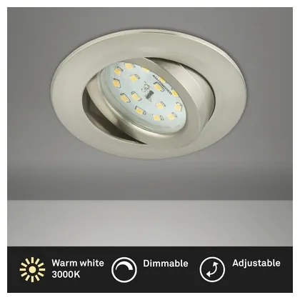 Briloner 8317-012 - Lampada da incasso LED dimmerabile per bagno, 5,5 W/230 V, IP23, cromo opaco