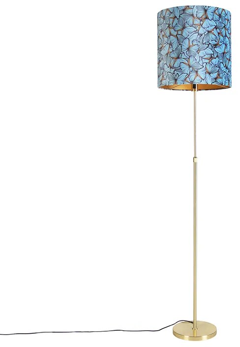 Lampada da terra oro/ottone con paralume in velluto farfalle 40/40 cm - Parte