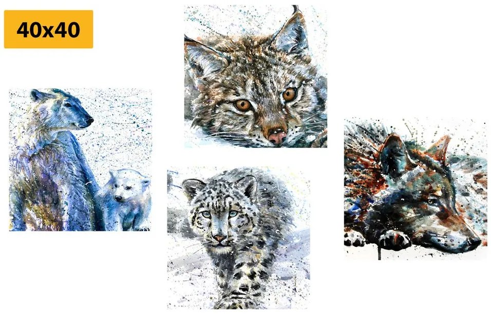 Set di quadri – Animali in interessante versione acquerello
