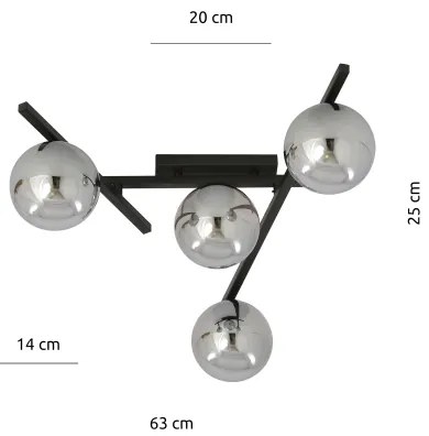 Plafoniera SMART 4xE14/10W/230V nero/grigio