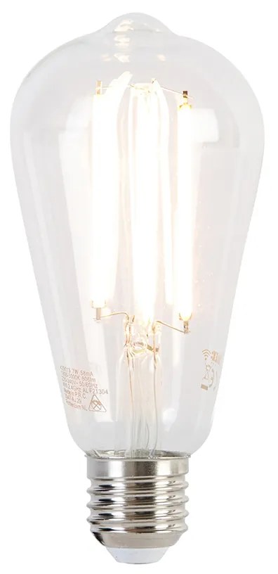 Lampada da terra intelligente nera con vetro fumé incl. Wifi ST64 - Qara Down