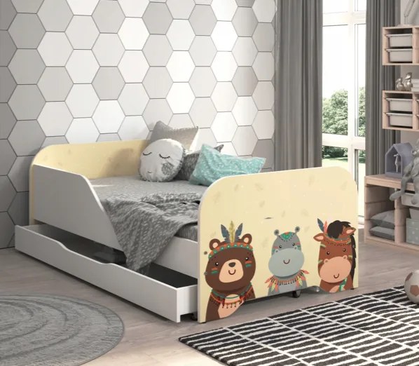 Letto per bambini 140 x 70 cm con animali da safari