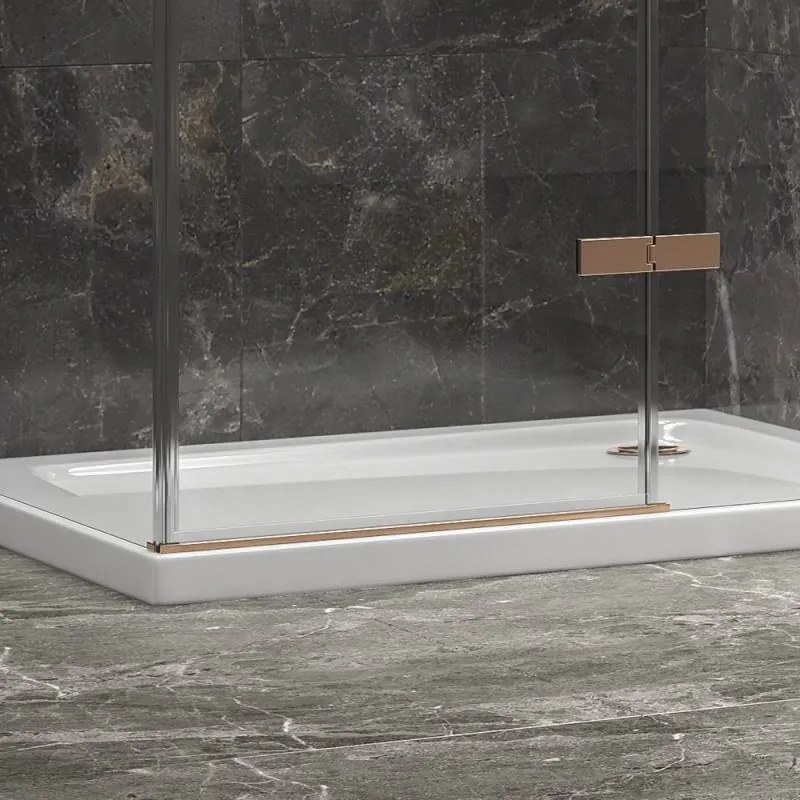 Kamalu - Box doccia 90x90 telaio colore rame porta battente laterale fisso 90cm | KT5000RG