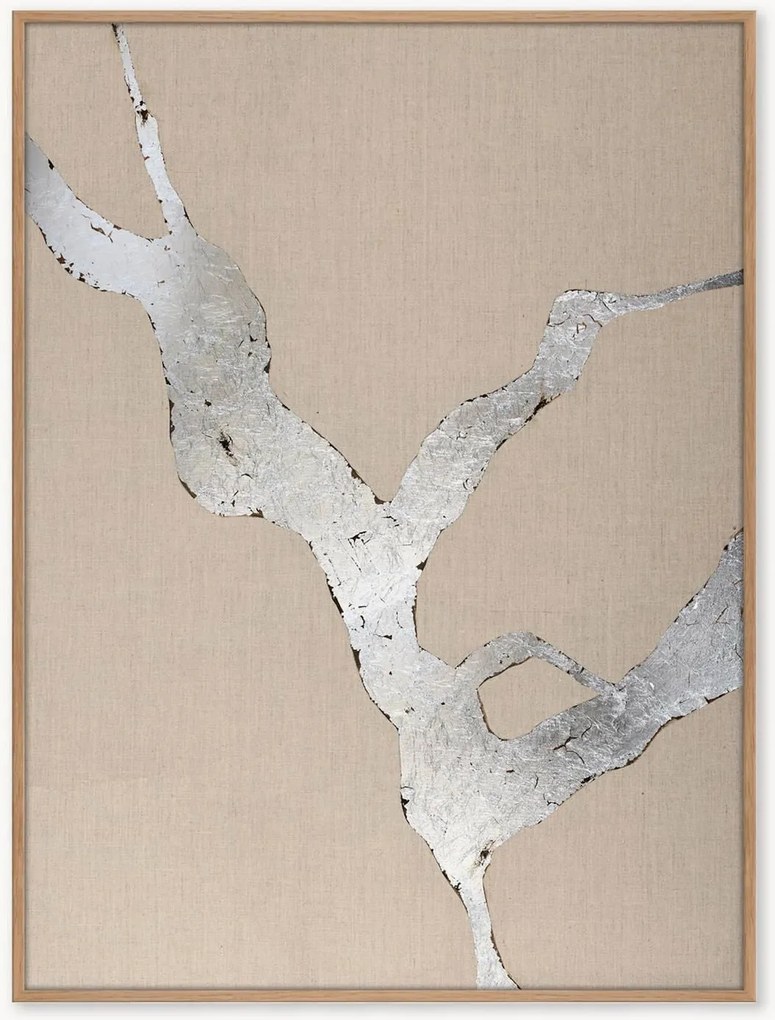 Quadro su tela incorniciato dipinto a mano Wild Horizon Silver