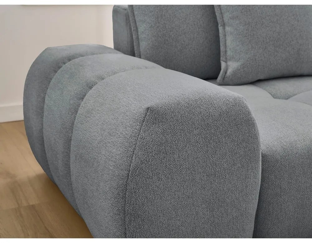 Divano angolare grigio scuro allungabile e con contenitore (penisola a destra/chaise lounge) con rivestimento in ciniglia Everest – Bobochic Paris