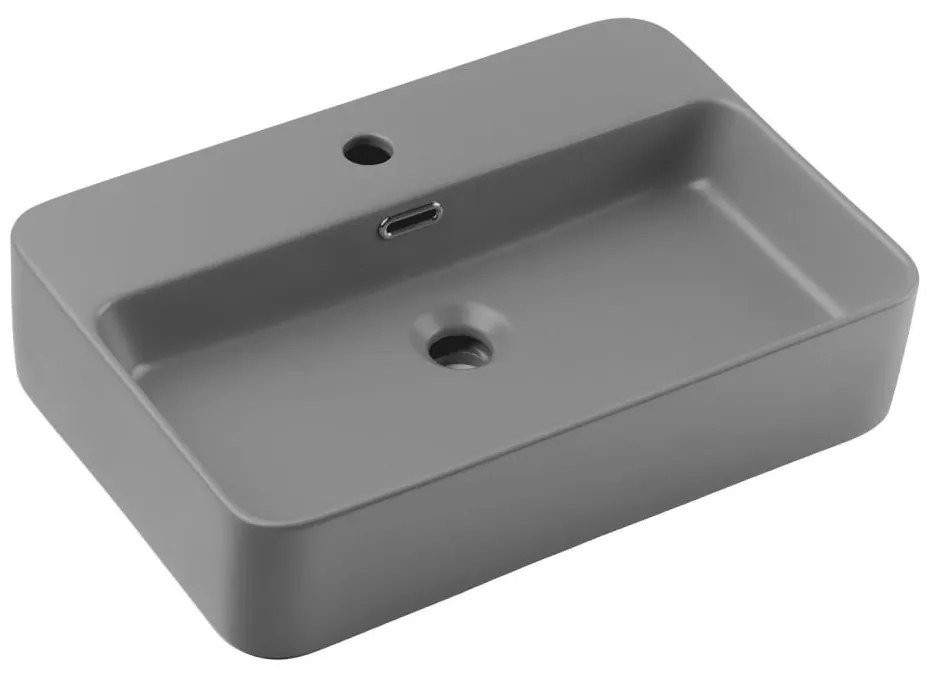 COMAD TRUST 2 MATT LIGHT GREY (E-6282) - Lavabo da appoggio TRUST 55x38 cm grigi