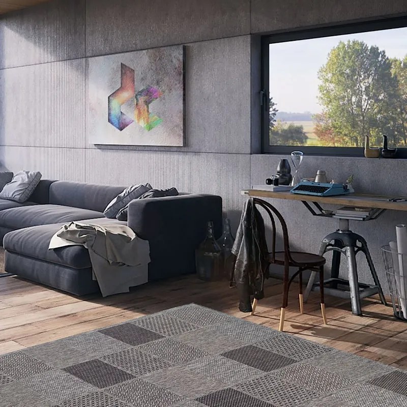 Tappeto Naturale geometrico grigio, L 230 x L 160 cm