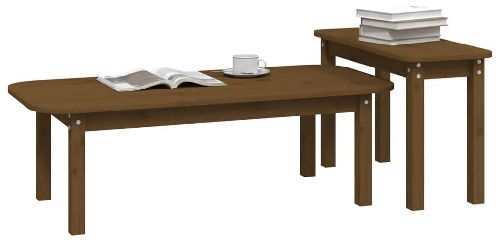 Set tavolini da salotto 2 pz miele in legno massello di pino