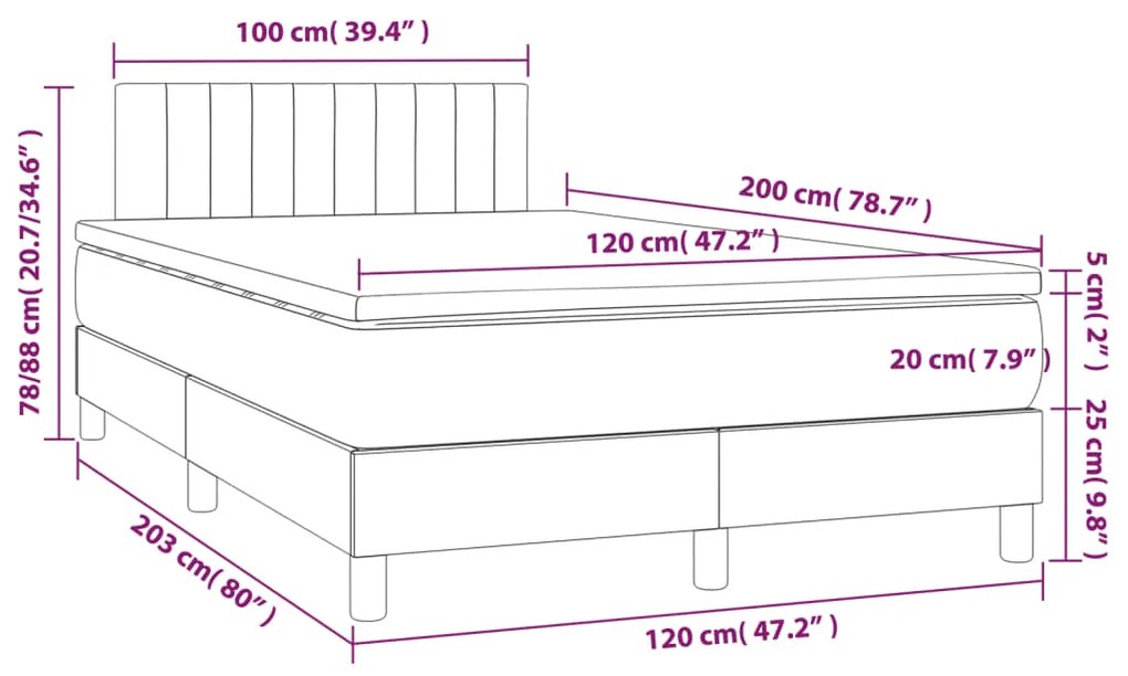 Giroletto a Molle con Materasso Rosa 120x200 cm in Velluto