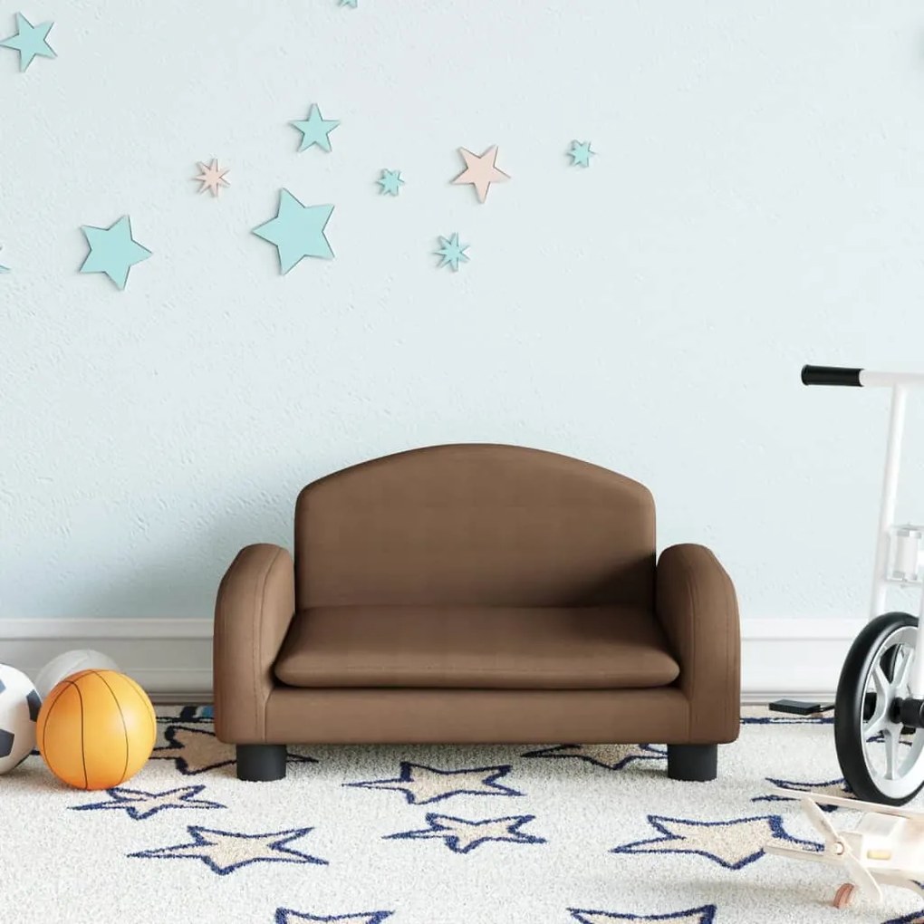 Divano Per Bambini Marrone 50x40x30 Cm İn Tessuto /