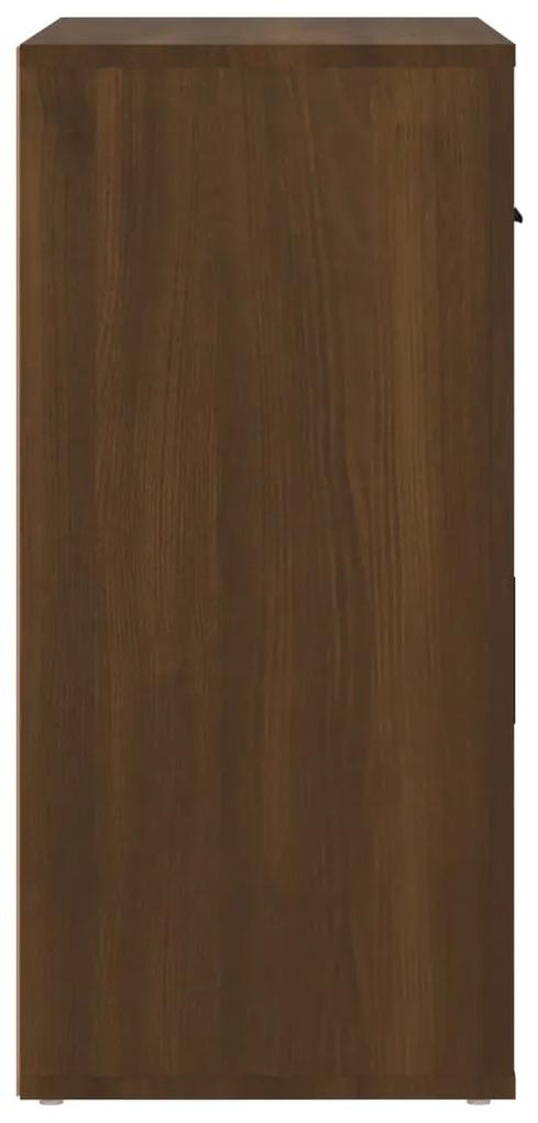 Credenza rovere marrone 80x33x70 cm in legno multistrato