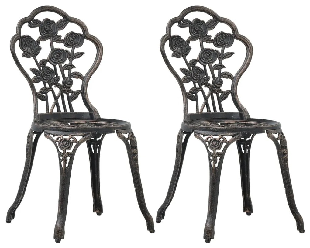 Sedie Da Bistrot 2 Pz İn Alluminio Pressofuso Bronzo /