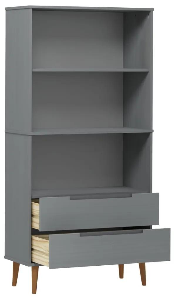 Libreria molde grigia 85x35x170,5 cm in legno massello di pino