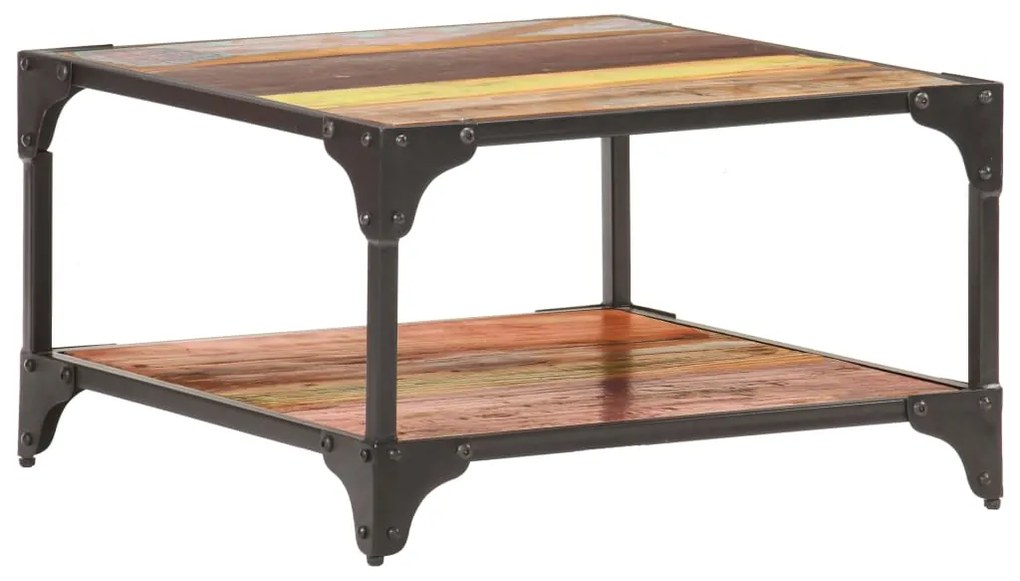 Tavolino Da Salotto 60x60x35 Cm İn Legno Massello Di Recupero /