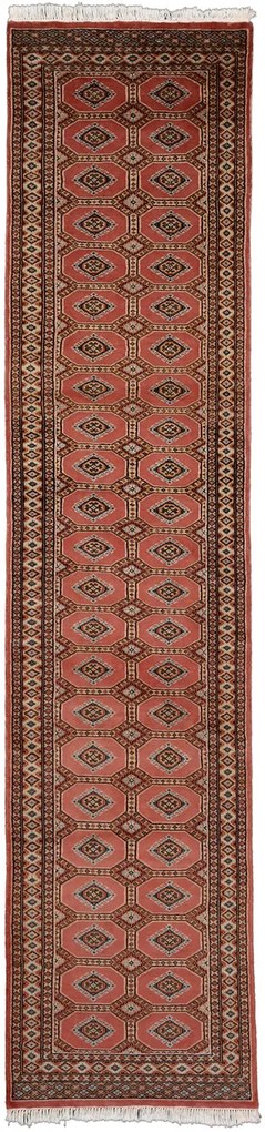 Bokhara Tappeto 330 x 80 Rosa (Pakistan) Annodato A Mano