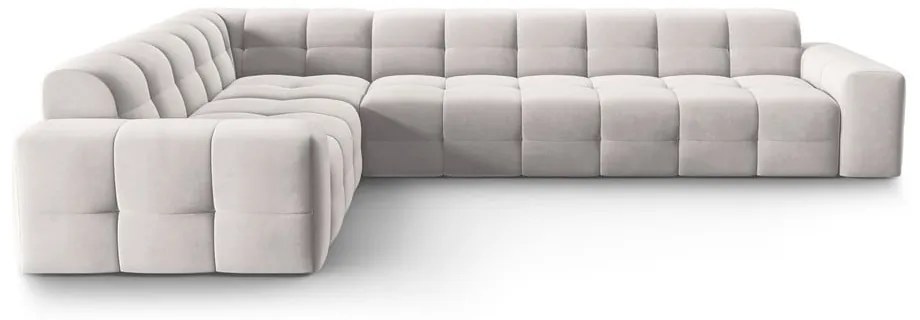 Divano angolare in velluto grigio chiaro (angolo sinistro) Kendal - Micadoni Home