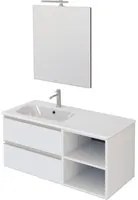 Mobile Bagno Sospeso 100 cm Lavabo e Specchio Bonussi Fenice Bianco Opaco