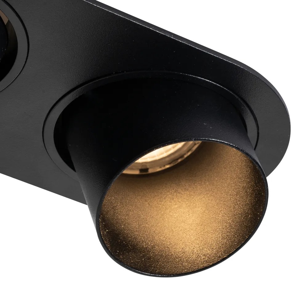 Set di 6 faretti da incasso neri GU10 50mm 2 luci - Installa