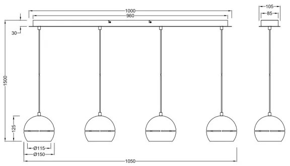 Trio - Lampadario a sospensione con filo FLETCHER 4xE14/40W/230V ottone