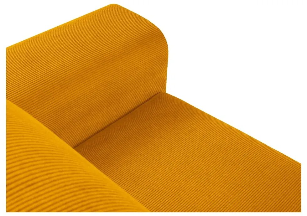 Divano angolare color senape allungabile e con contenitore (con penisola a sinistra/con chaise lounge) con rivestimento in velluto a coste Kyoto – Cosmopolitan Design