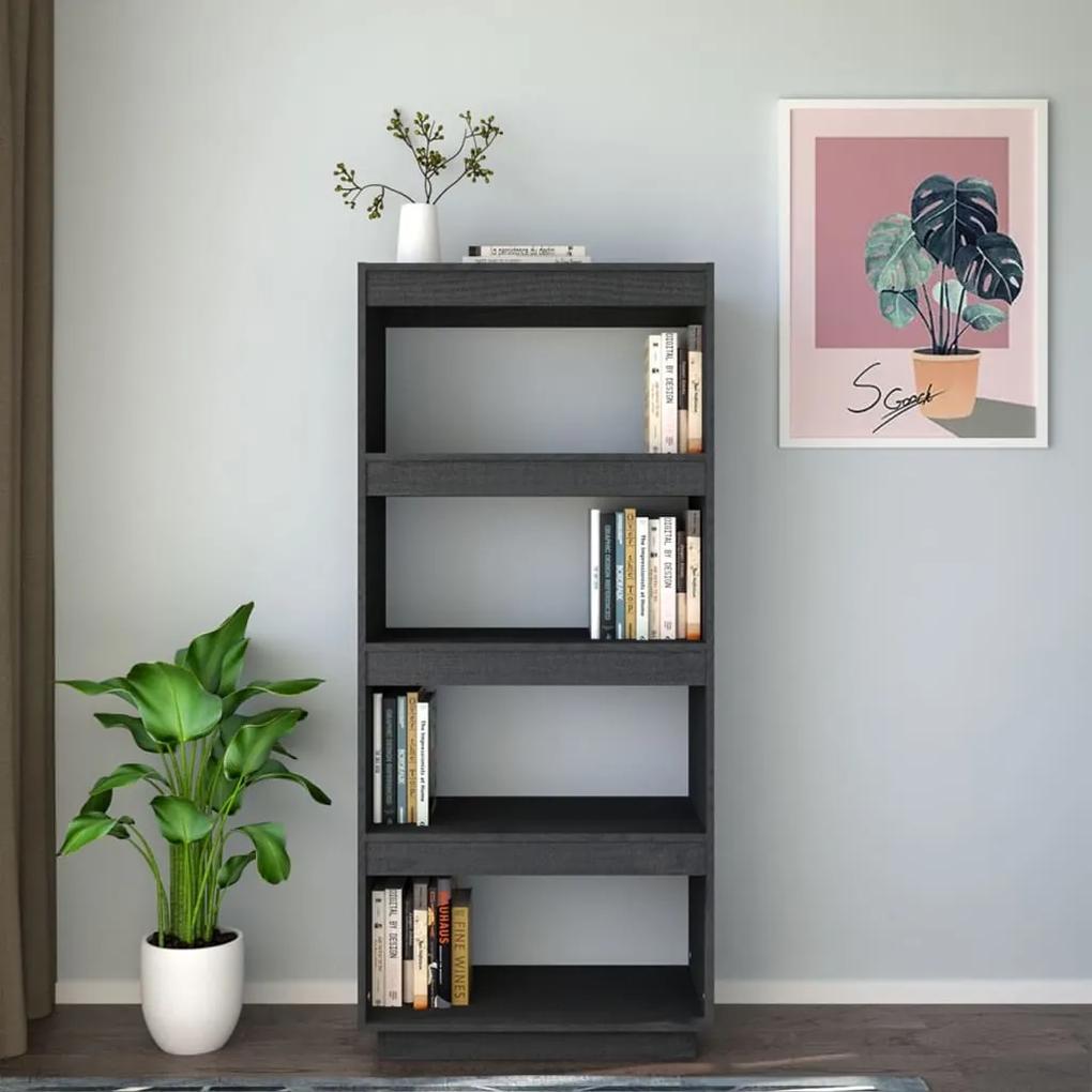 Libreria/divisorio grigio 60x35x135cm in legno massello di pino