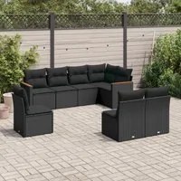 Set Divani da Giardino con Cuscini 8 pz Nero in Polyrattancod mxl 112528