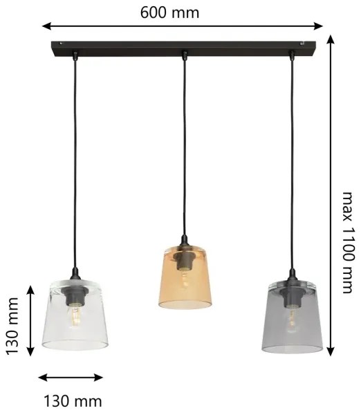 Lampadario a sospensione con filo LUCEA 3xE27/15W/230V