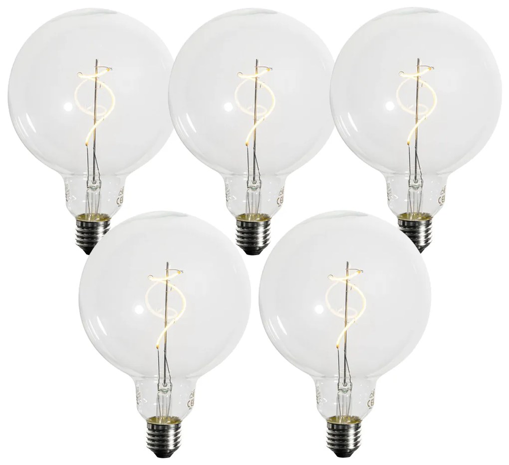 Set di 5 Lampadine LED E27 Dimmerabili a Filamento Spirale G125 4W 270 lm 2700K