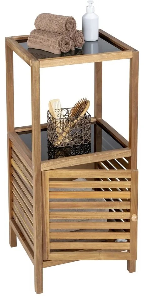 Mobile per bagno nero/di colore naturale in acacia massiccia basso/stretto 39,5x86 cm Fondi – Wenko