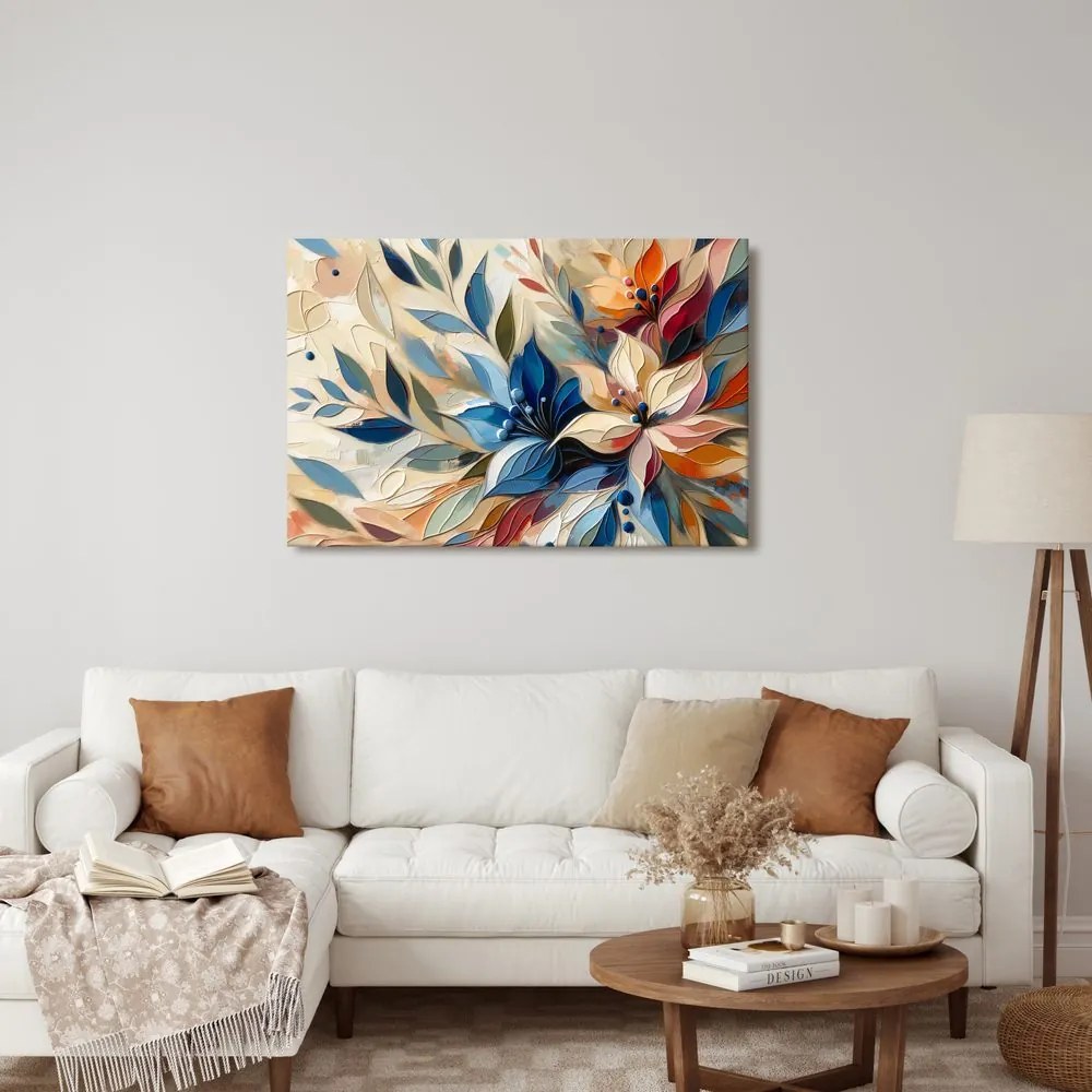 Quadro su tela – Foglie floreali colorate