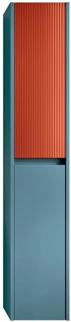 Colonna per mobile bagno Niwa 2 ante P 27 x L 30 x H 160 cm laccato opaco blu pacifico con vetro paprika cannettato