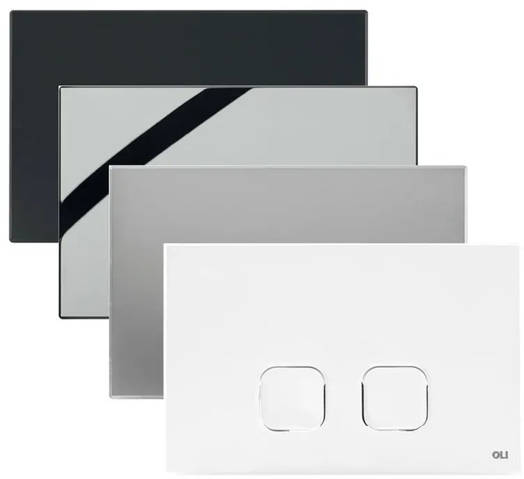 Placca cassetta wc Oli serie Plain in abs bianco con doppio scarico