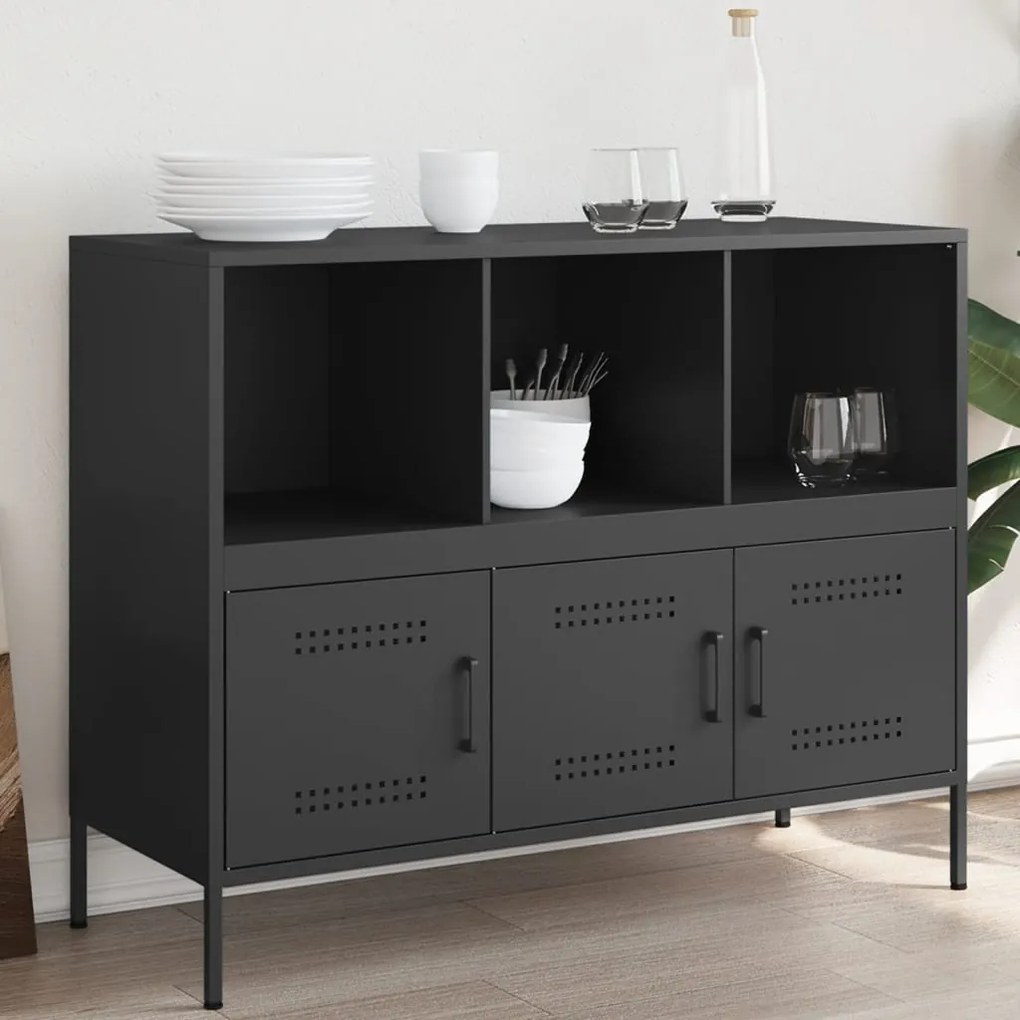 Credenza Nera 100,5x39x79 Cm İn Acciaio /