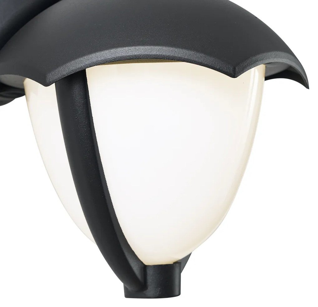 Applique da esterno smart nera con vetro opale incl. LED IP54 - Classica