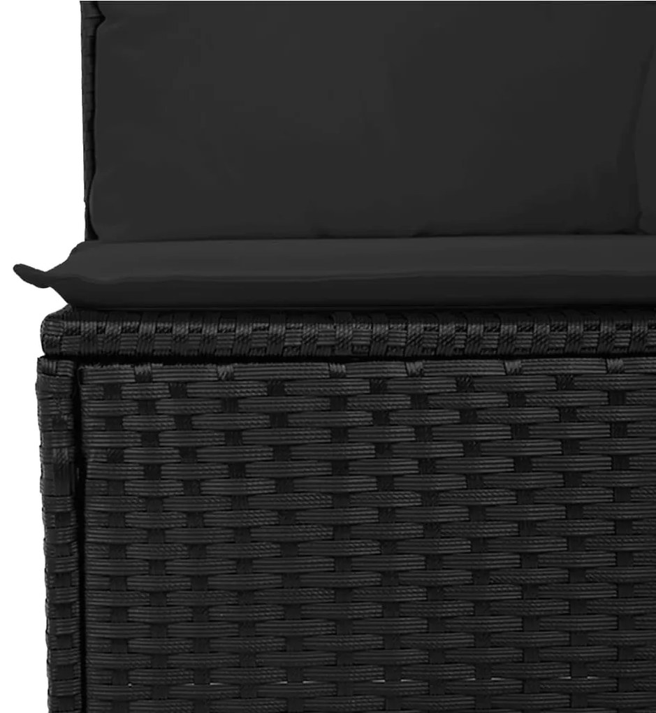 Set divani da giardino 13pz con cuscini nero in polyrattan