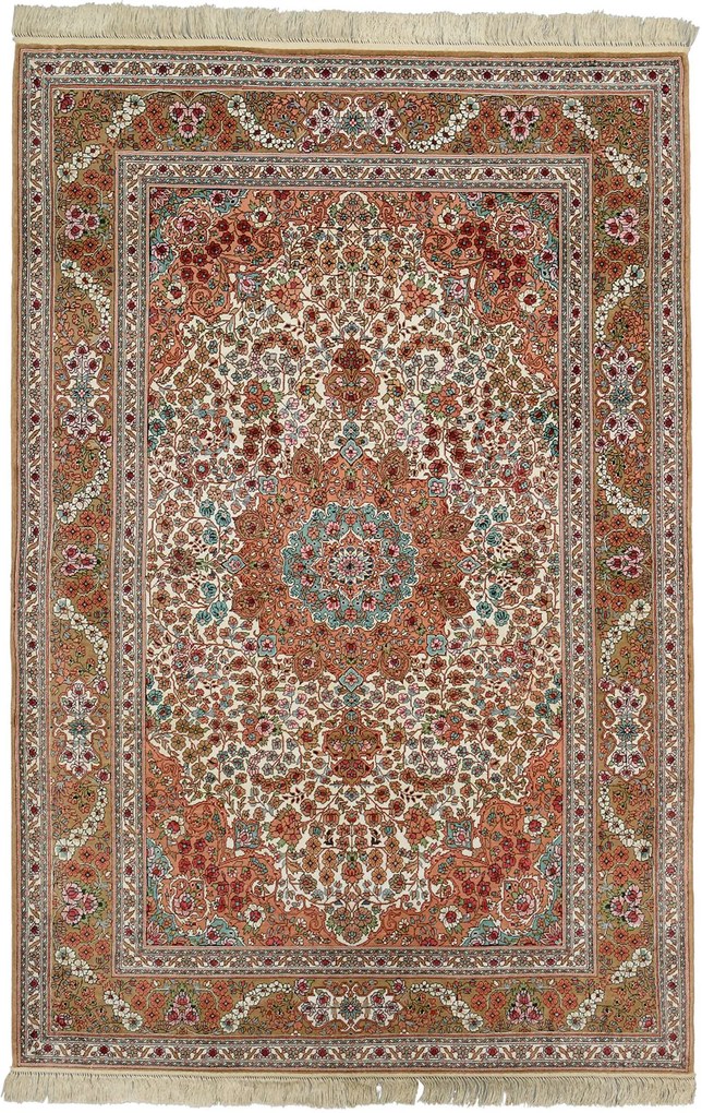 Ghom Tappeto 130x190 Rosa (Cina) Annodato A Mano