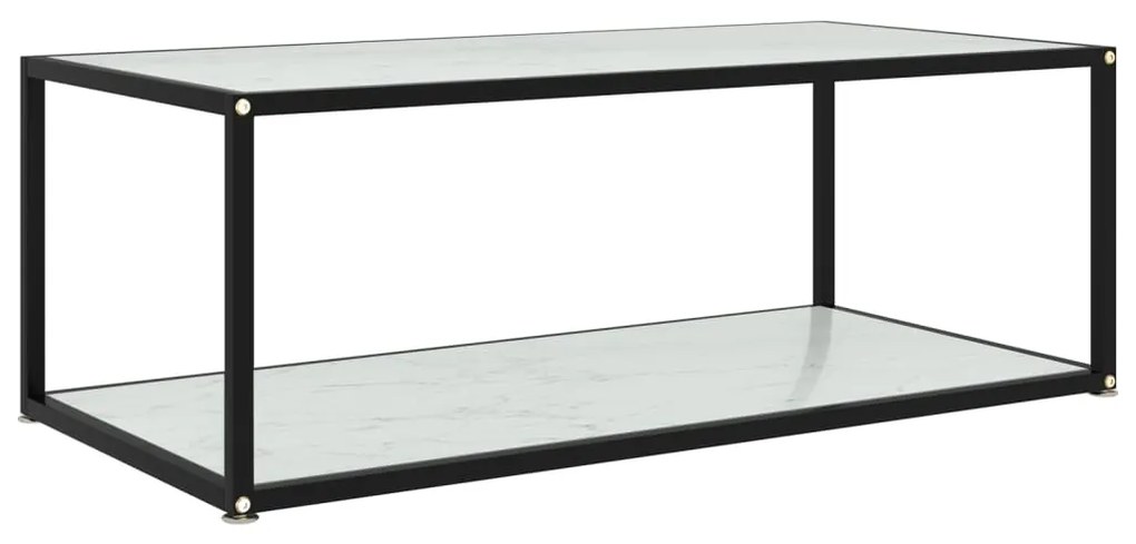Tavolino Da Salotto Bianco 100x50x35 Cm İn Vetro Temperato /