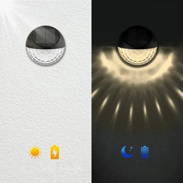 Aigostar - Lampada da parete solare LED RGB 2W 1,2V nera IP44